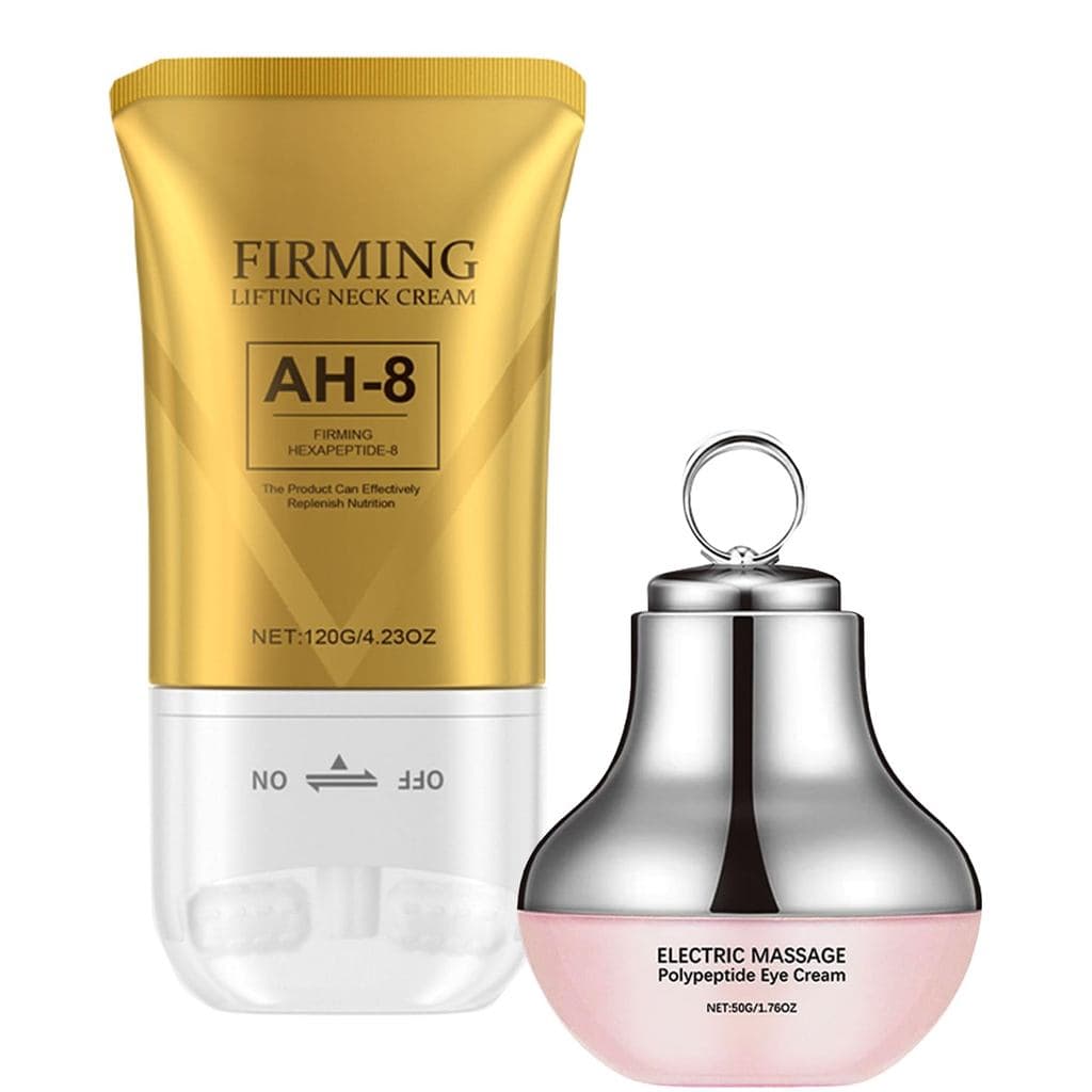 Conjunto de Creme para Pescoço e Olhos AH-8 com Massagem Elétrica, Tratamento Antirrugas com Luz Vermelha, Hidratante Pr