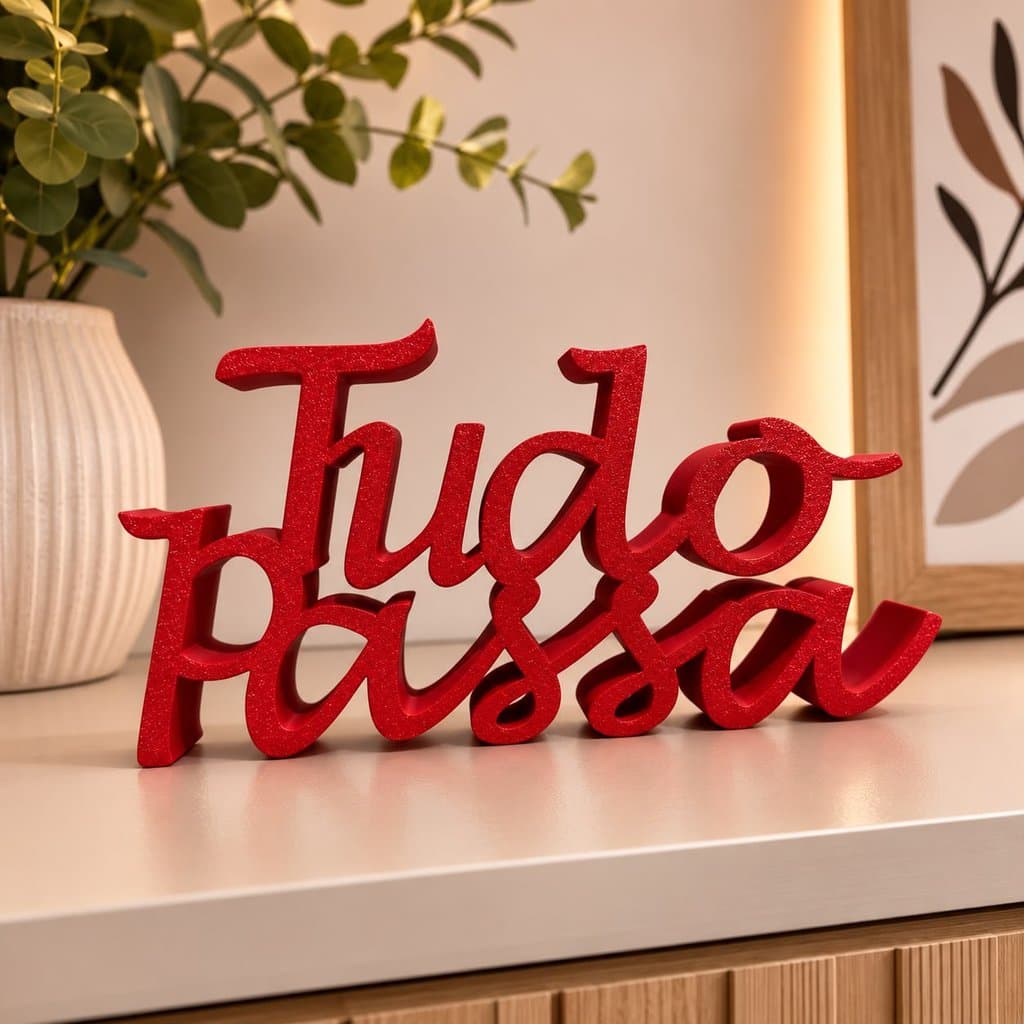 Letreiro Decorativo "Tudo Passa" 20cm | Frase Motivacional  | Decoração para Mesa, Escritório, Sala e Presente