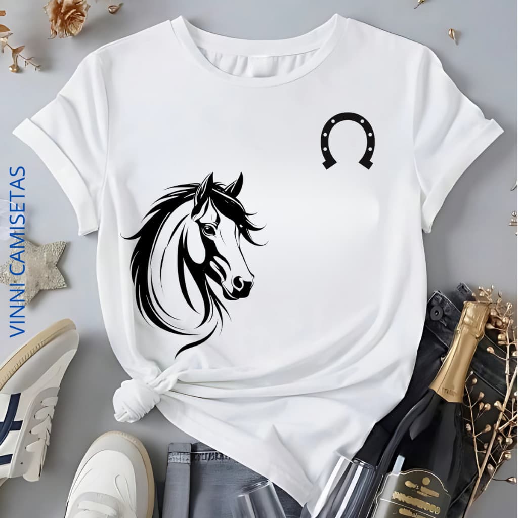 Camiseta Cavalo Coutry Unissex Camisa 100%Algodão Cowboy
