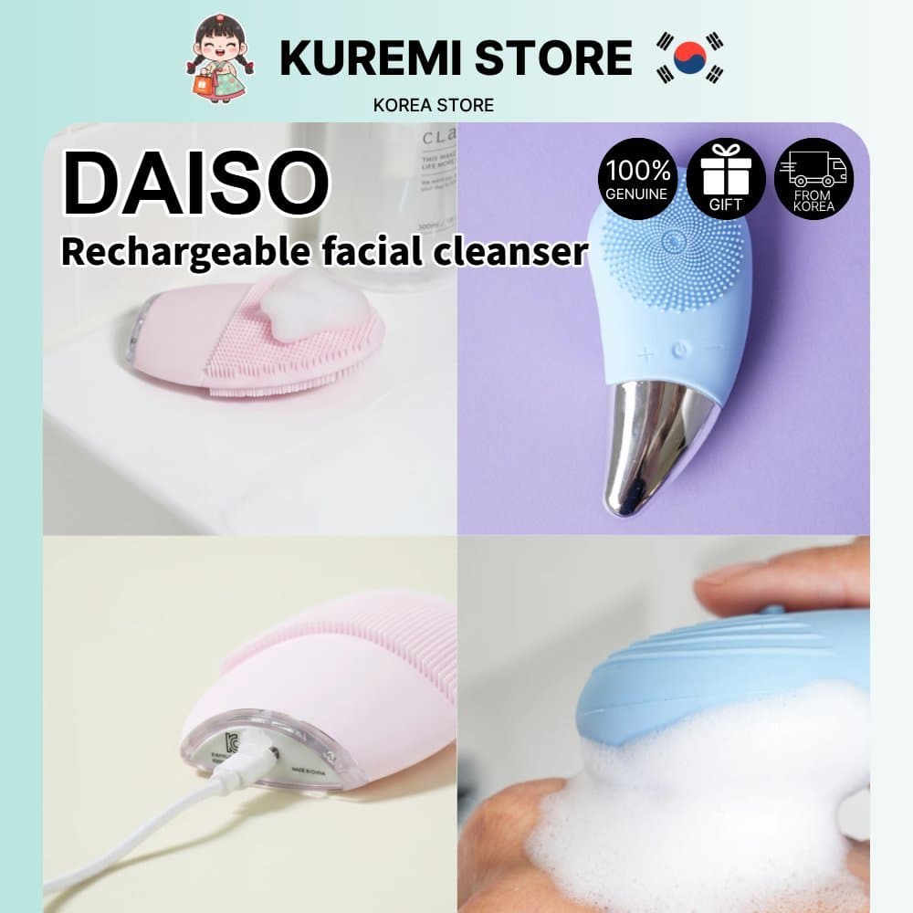 Escova De Silicone Para Limpeza Facial Elétrica Recarregável Daiso Cuidados De Suaves