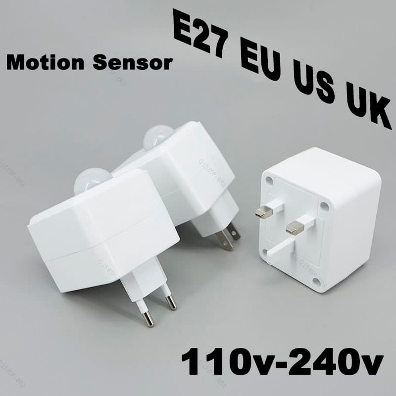 Adaptador De Luz Com Sensor De Movimento E27 AC 110V-240V Auto On/Off PIR Suporte De Lâmpada Tomada Ajustável Ue/Eua/Rei