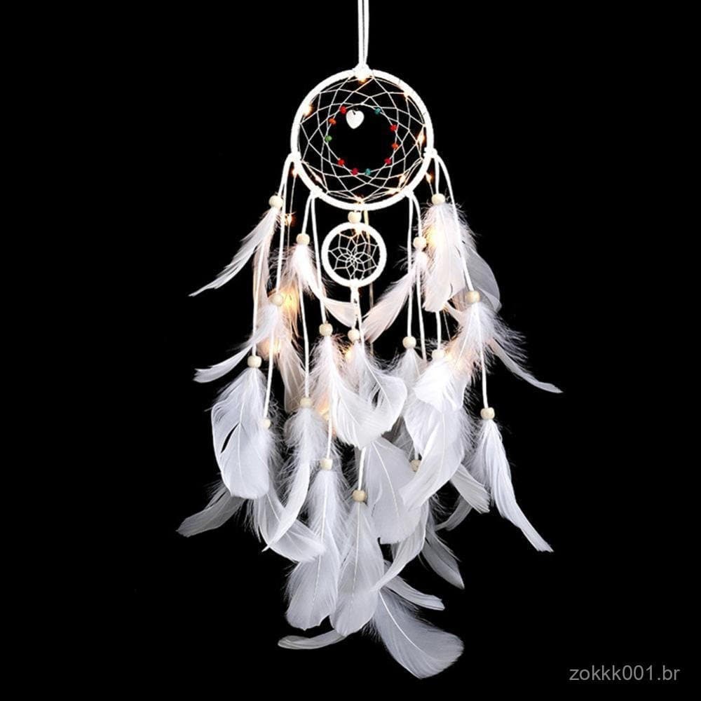 TKEY Amor Infinito Artesanal Apanhador De Sonhos Presentes Com Luz LED Dreamcatcher Pingente Criativo Oco Sinos De Vento