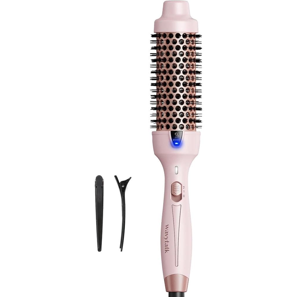 Escova Térmica Wavytalk, Escova Redonda Térmica de Íons Negativos de 1,5 Polegadas para Cabelos com Efeito Blowout, Deix