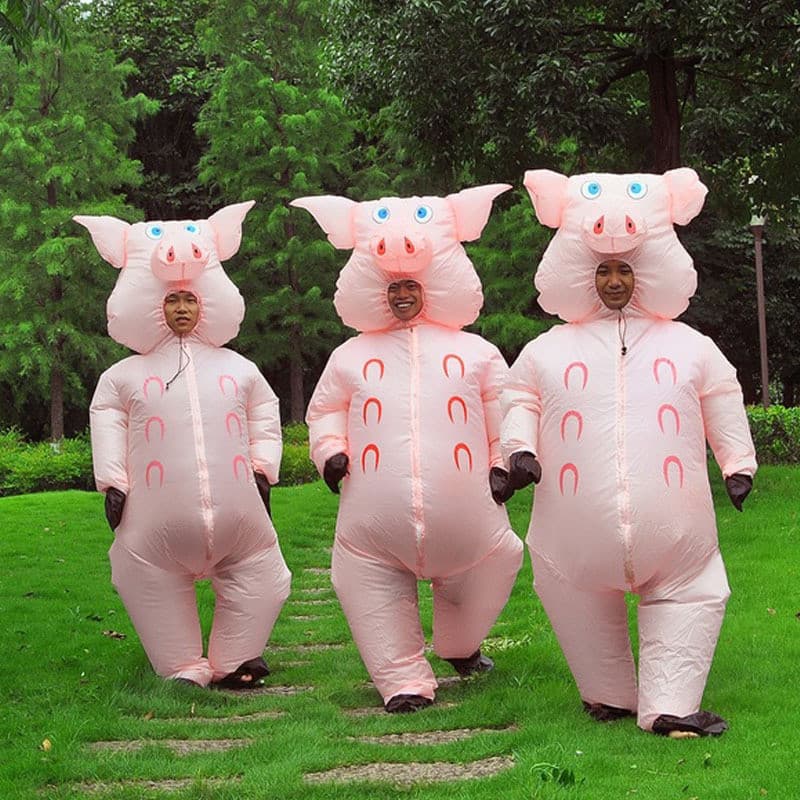 Mascote Inflável Cosplay Engraçado Porco Adulto Homens E Mulheres Crianças Halloween Fofo Fantasia