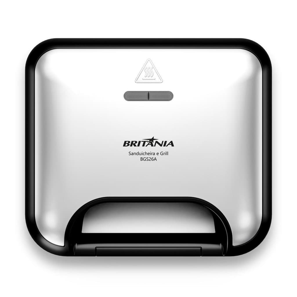 Sanduicheira e Grill Britania Inox Ceramica Redstone, Aquecimento Eficiente e Preparo Rapido