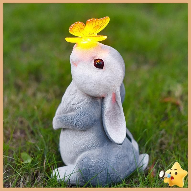 Decoração De Jardim Ao Ar Livre , Estátuas , Decorações-Dentro Com Luz Solar De Borboleta Para Amantes De Coelhos , Famí