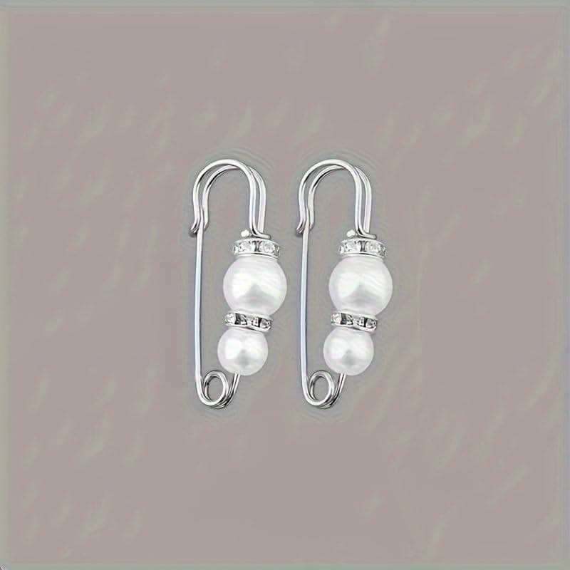 2/4 peças de broche elegante com pérolas artificiais brancas para fixar na cintura de calças, para decoração de roupas f