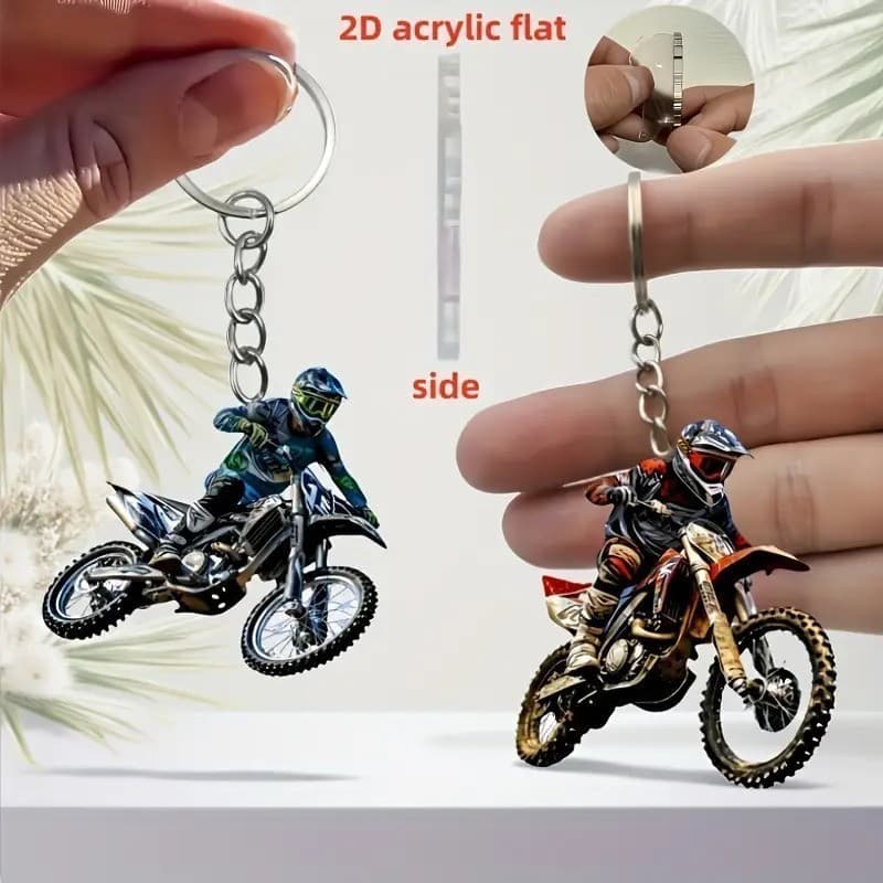 Design De Motocicleta Com Chaveiro Acrílico Plano 2D-Bugiganga Decorativa De Carteira De Mochila