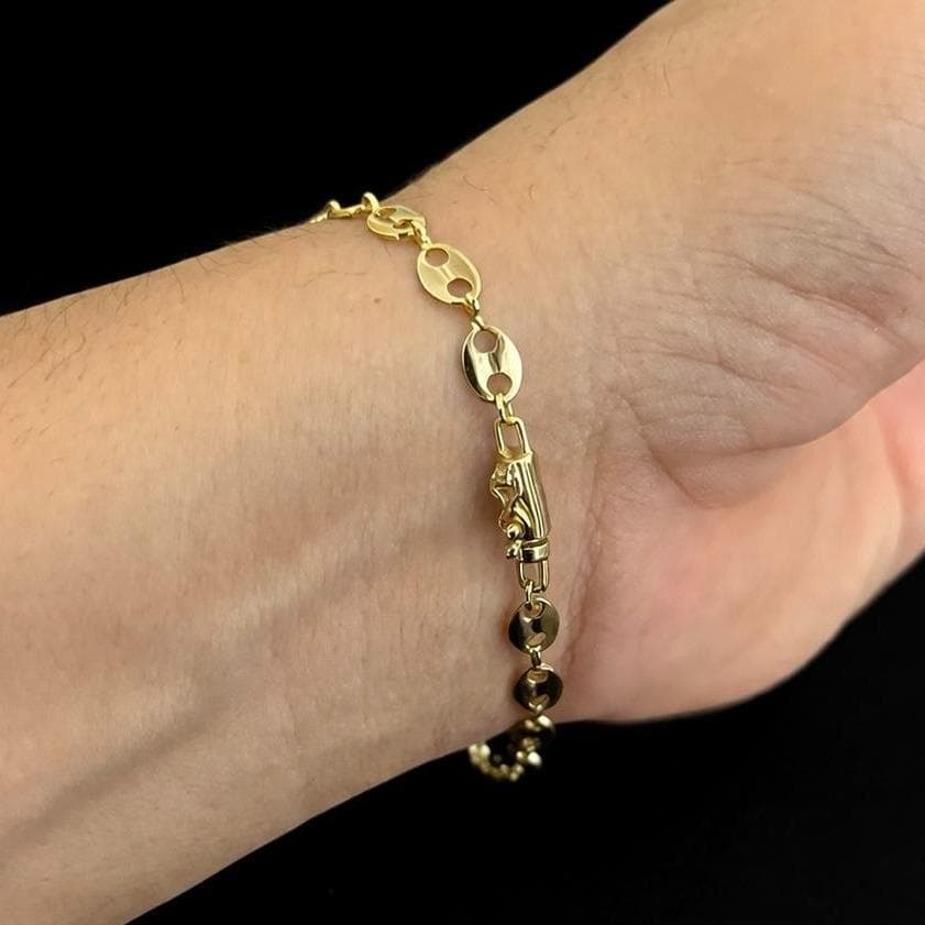 Pulseira Masculina Banhada a Ouro Com 5mm 20cm Modelo Balãozinho