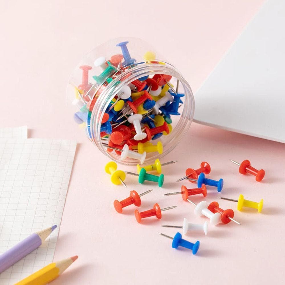 100 Pçs Pushpin Percevejo , Botões Pinos Placa De Plástico Tachas , Cartões De Parede Fotos Polegar