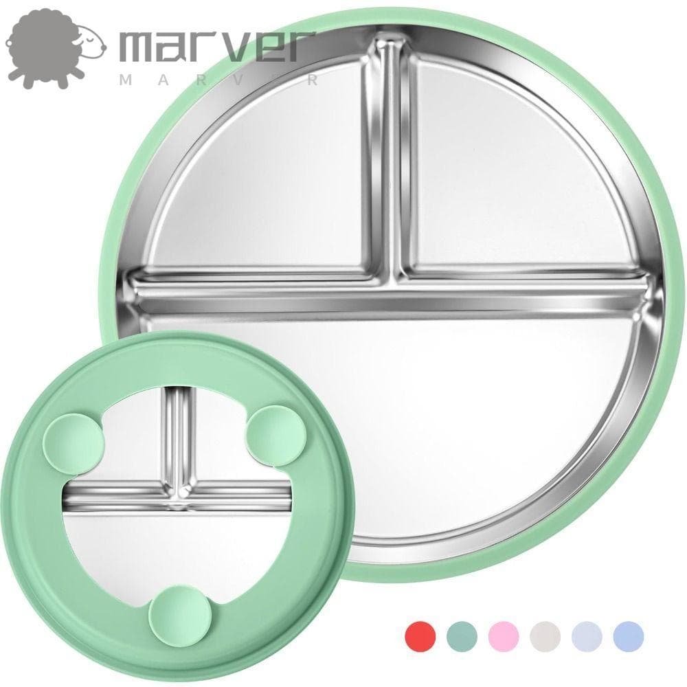 Pratos Divididos Para Bebês MARVER , Mangas De Silicone , Prato Infantil Antiderrapante Com Sucção , Tigelas Crianças 2