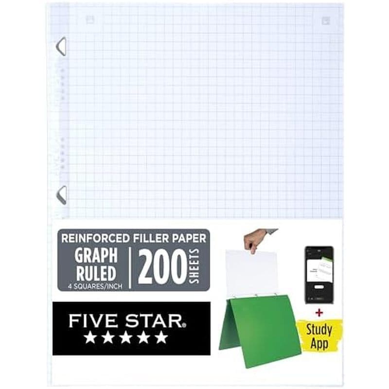 Papel De Folhas Soltas De Cinco Estrelas + Aplicativo De Estudo , Para Caderno De Enchimento Governado Gráfico , Reforça