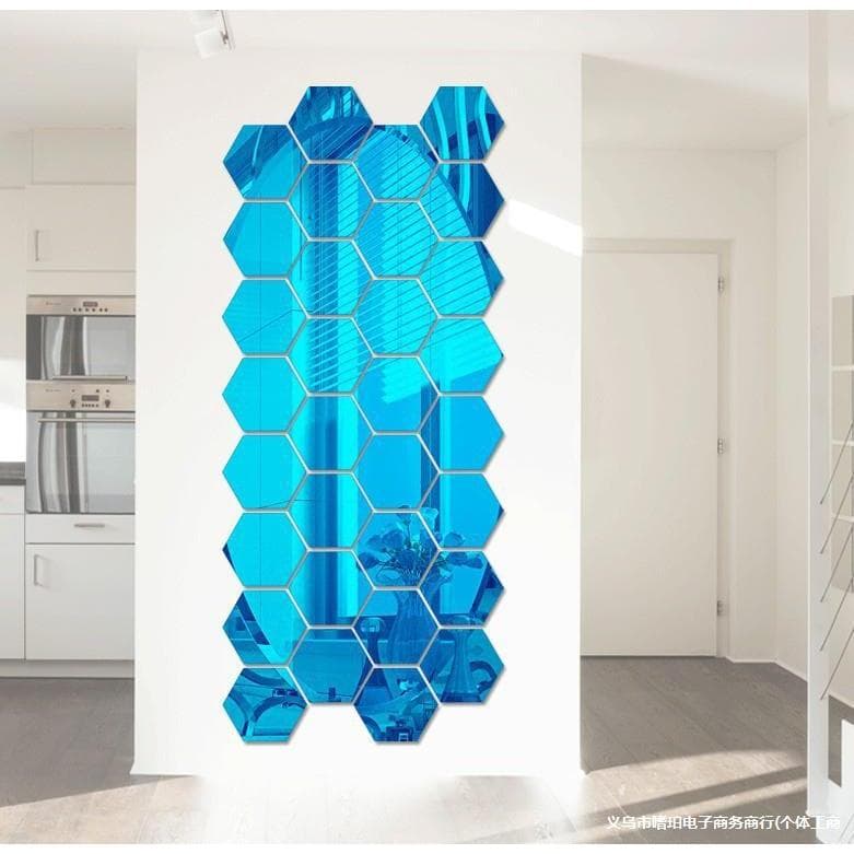 Adesivos de parede hexagonais espelhados, acrílico ecológico, para sala de estar, entrada, corredor, decoração de parede
