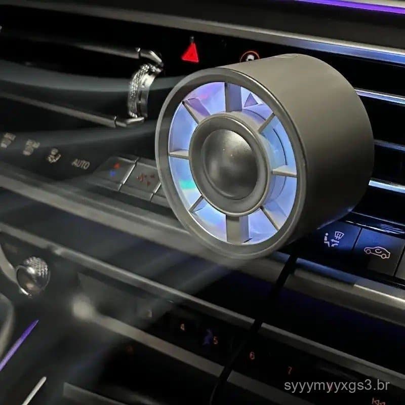 Ventilador USB para Saída de Ar Condicionado do Carro, Ventilador para Saída de Ar do Carro com Luz LED Atmosférica, Peq