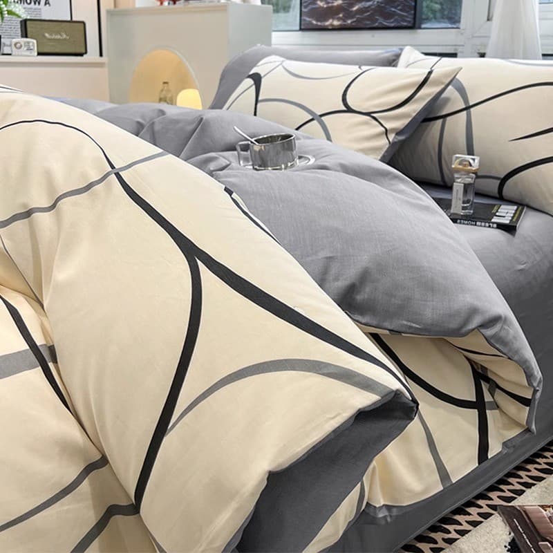 Conjunto de quatro peças de cama estilo nórdico, algodão puro, capa de edredom, dormitório único, conjunto de três peças