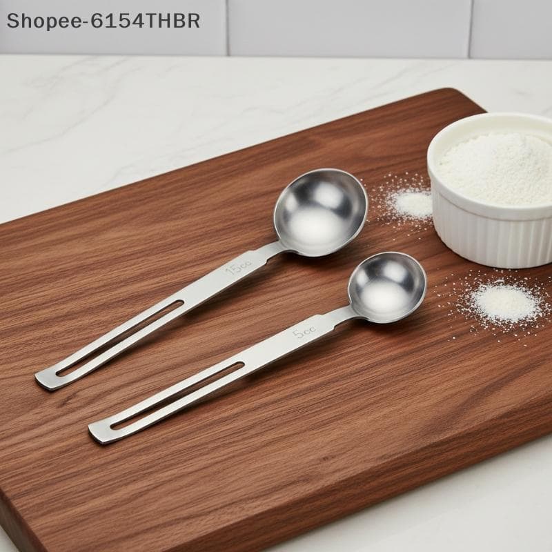 [RG] Colher De Café De Aço Inoxidável Com Cabeça Arredondada 5/15ML Medidora De Qualidade Alimentar Para Cozinha Domésti