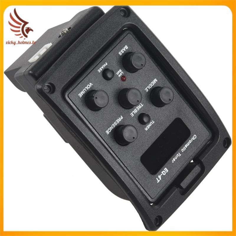 [vicky_holmes.br] EQ-4T Pré-Amplificador De Captador De 4 Bandas Com Afinador Para Guitarra Acústica LCD E De Elétrica C