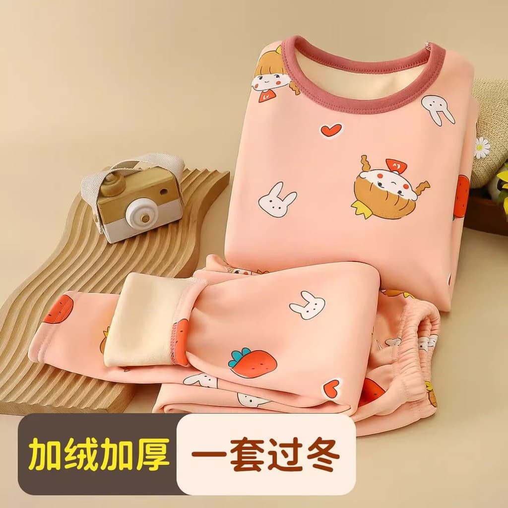 Crianças forro de lã conjunto roupa interior térmica meninos meninas bebê engrossado inverno novo estilo pijamas roupas