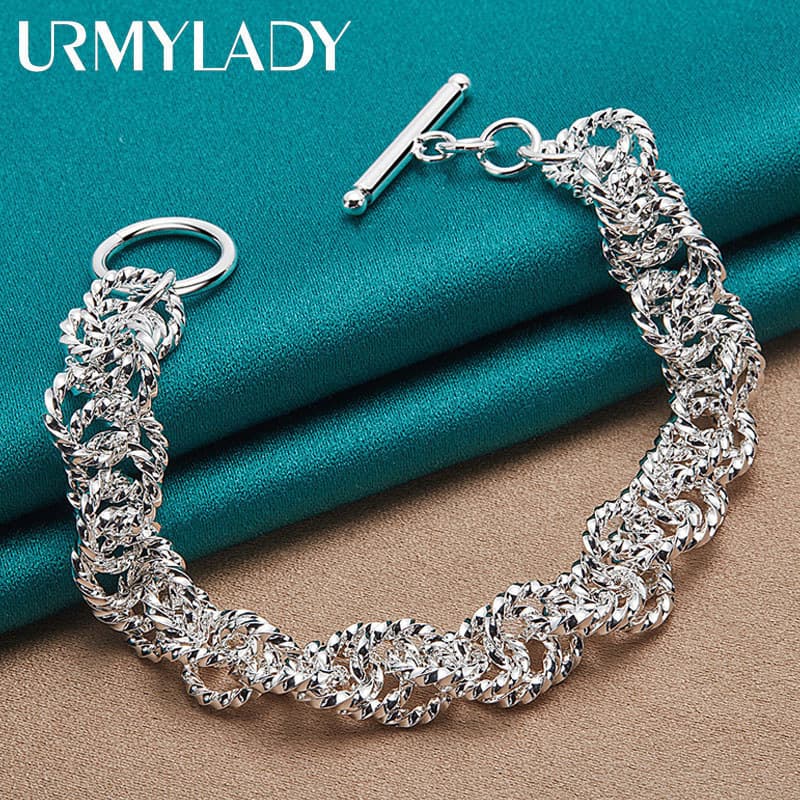 URMYLADY Pulseira De Corrente Com Pingente De Prata Esterlina 925 Para Mulheres , Festa De Casamento , Joias Requintadas