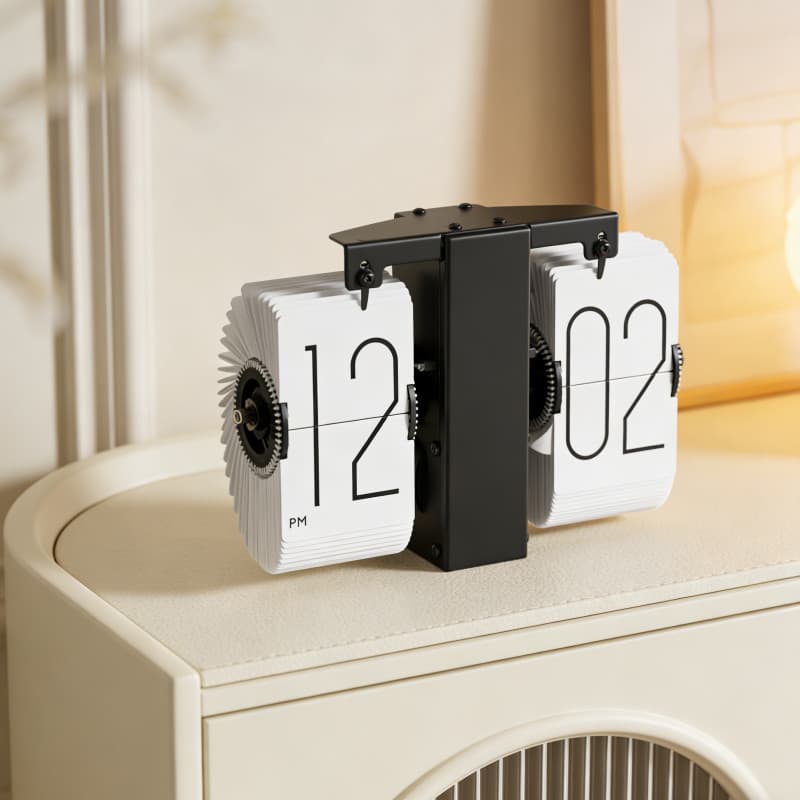 Nordic Retro flip relógio sala de estar Desktop relógio simples luz luxo parede pequeno relógio parede automático mecâni