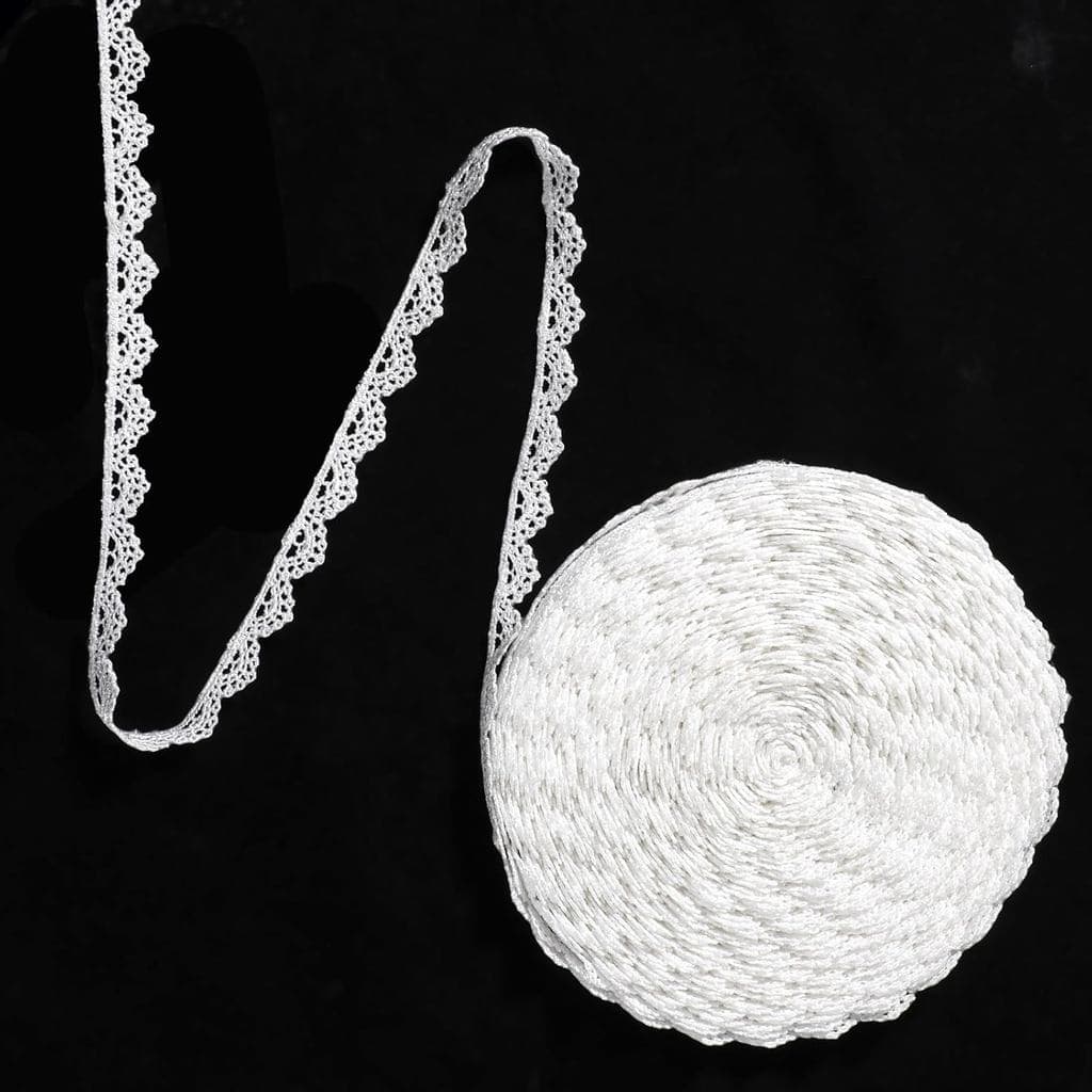 15 Jardas de Renda Branca 2/5'' (0,4 Polegadas) - Fitas de Renda Vintage Crochê com Borda Ondulada para Costura, Bordado