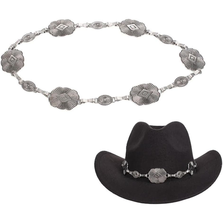 Faixa Decorativa Étnica de Metal para Chapéu de Cowboy, Faixa de Substituição para Chapéu Fedora, Panamá, Chapéu de Palh