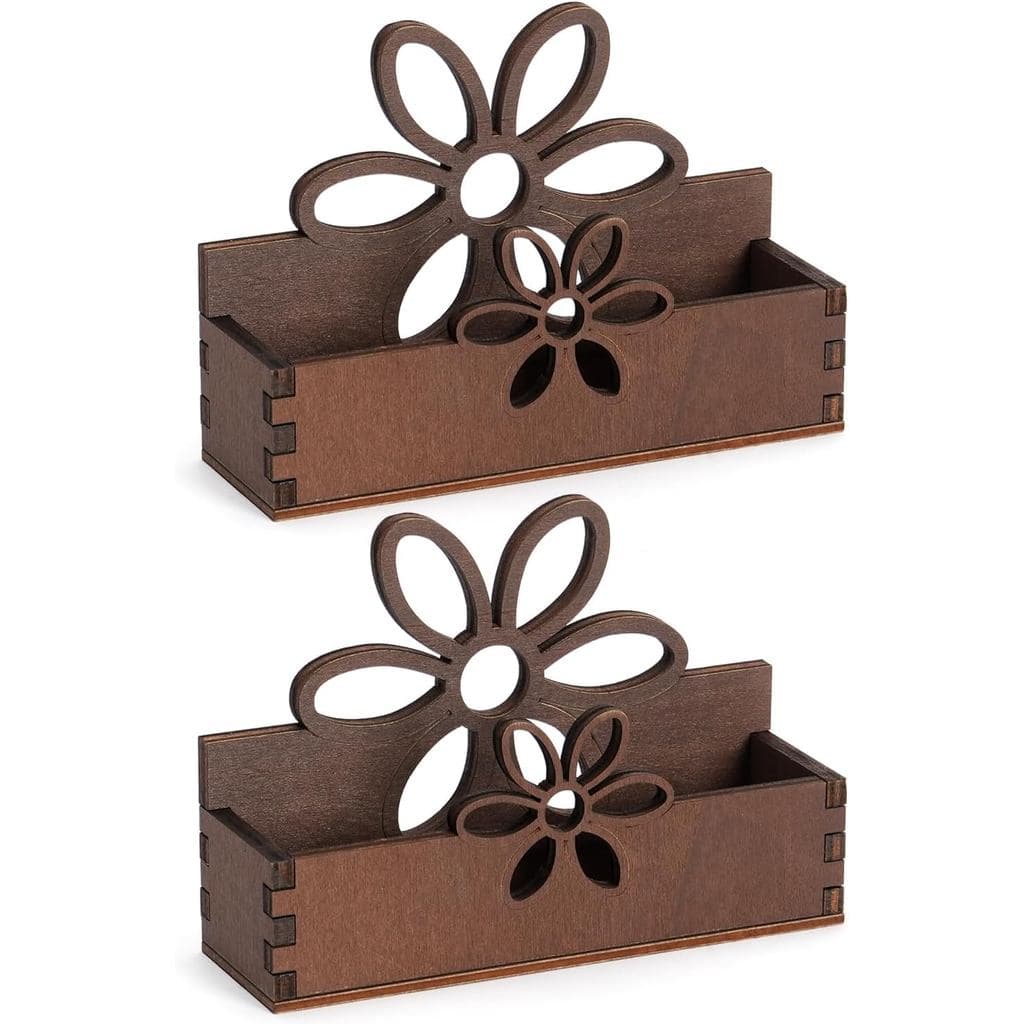 eZAKKA Suporte Para Cartão De Visita Com 2 Pacotes , De Madeira Organizador De Mesa Casa E Escritório (Flor)
