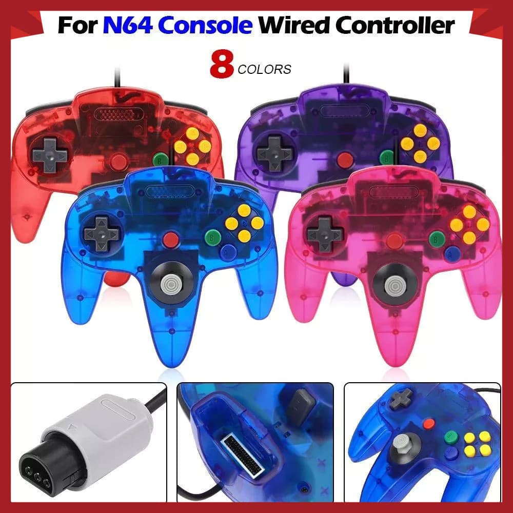 Controle N64 USB Clássico Gamepad Retrô 14 Botões Compatível PC Mac Console Tipo N64 Plug Play Cabo 1,8m Controle Gamer