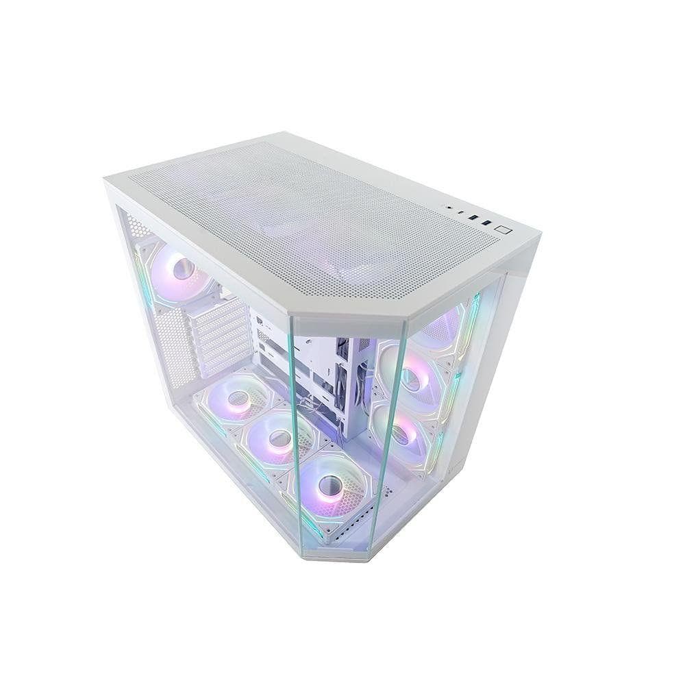 Gabinete Gamer Husky Dome 950, Mid Tower, ARGB, ATX, Lateral e Frontal em Vidro, 10x Cooler Fan ARGB, Branco - aquario