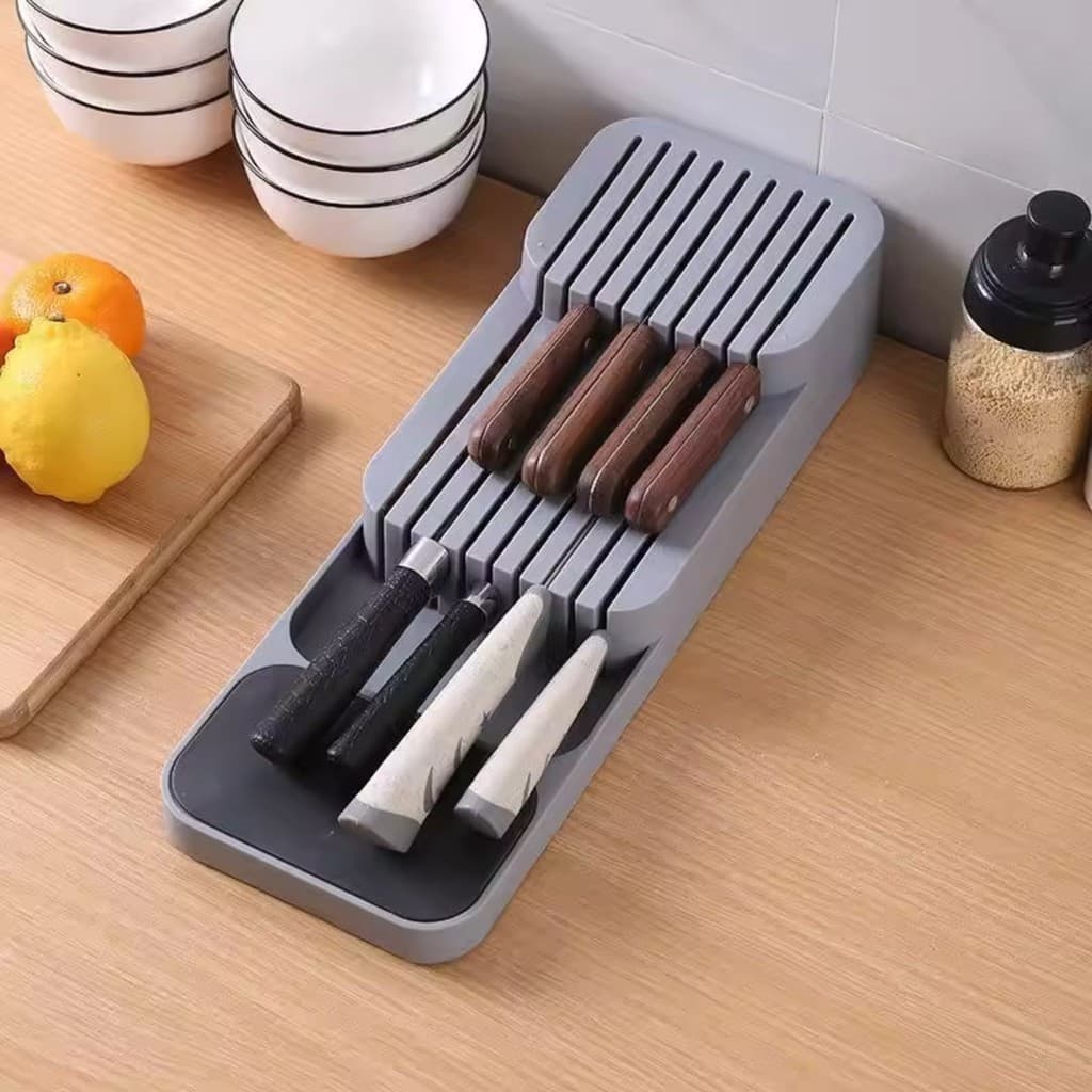 Kit Porta Talheres Para Gaveta Compacto C Divisórias E Facas
