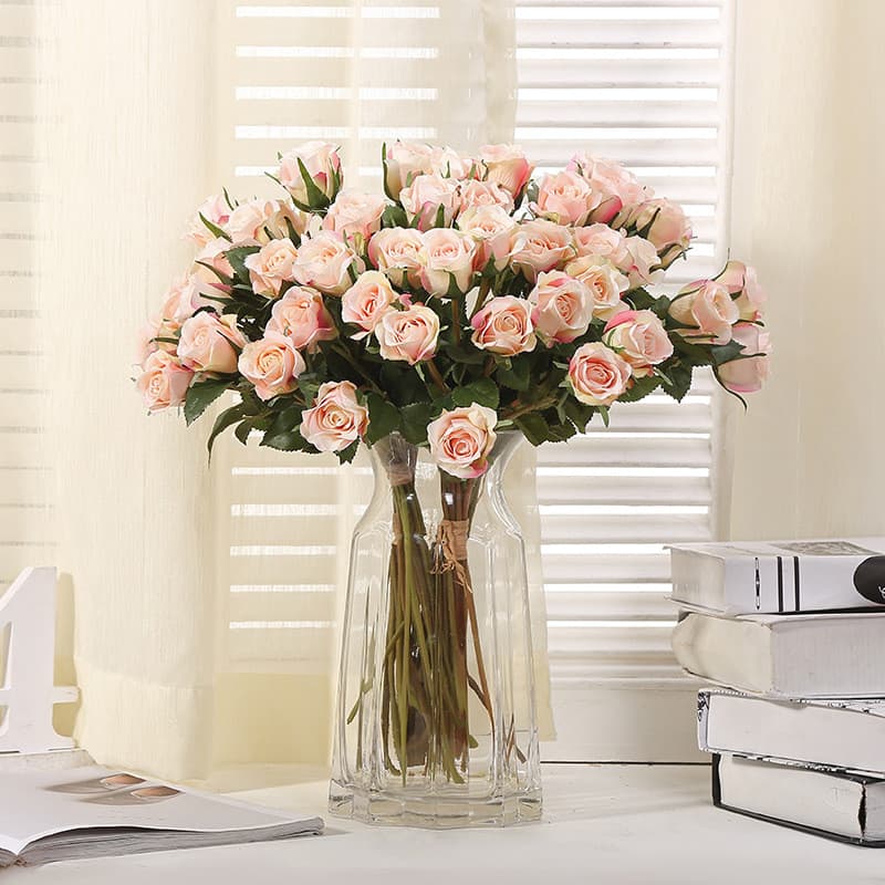 Flores artificiais 12 ramos caderno rosa flor artificial rosa flor caderno rosa flor artificial flor artificial buquê de