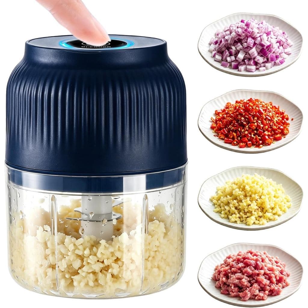 2026 Novo Mini Processador de Alimentos e Picador de Alimentos para Cozinha, Picador de Alho Portátil Sem Fio com 4 Lâmi