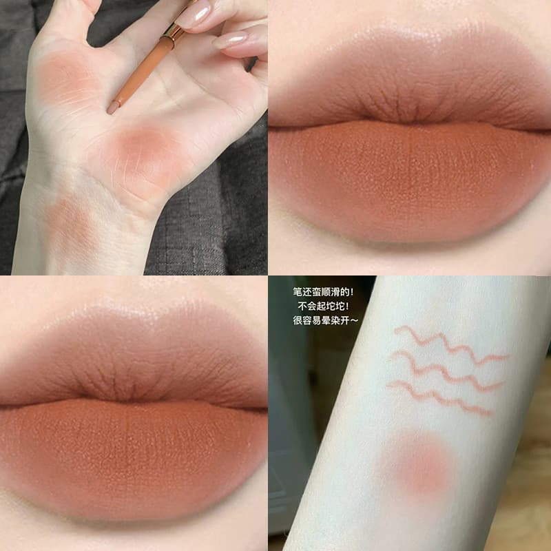 Merssitin Delineador labial colorido de carne, caneta batom em formato de lábio, de longa duração, não é fácil de cair,