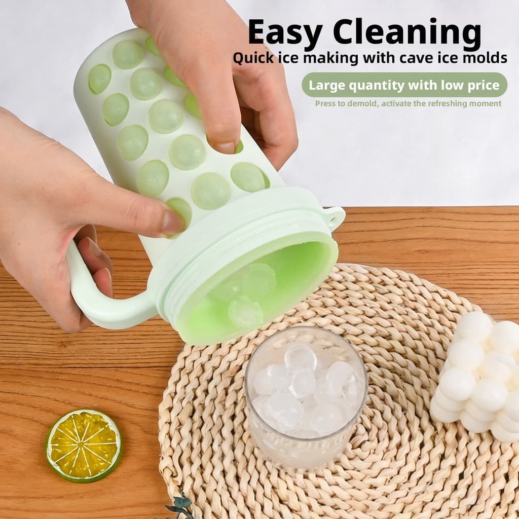 Copo criativo portátil para resfriamento de bebidas, de qualidade alimentar, com grade de silicone para gelo, disponível