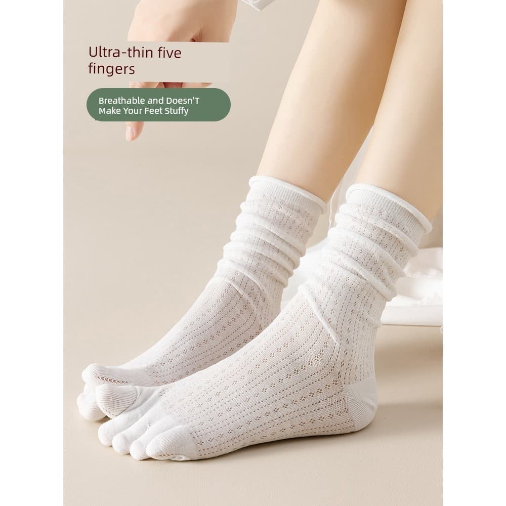 🔥 Respirável 🔥 Five Toe Socks Meias de Cinco Dedos Meia Canela Meias De Cinco Dedos Femininas Finas De Tubo Médio Pilh