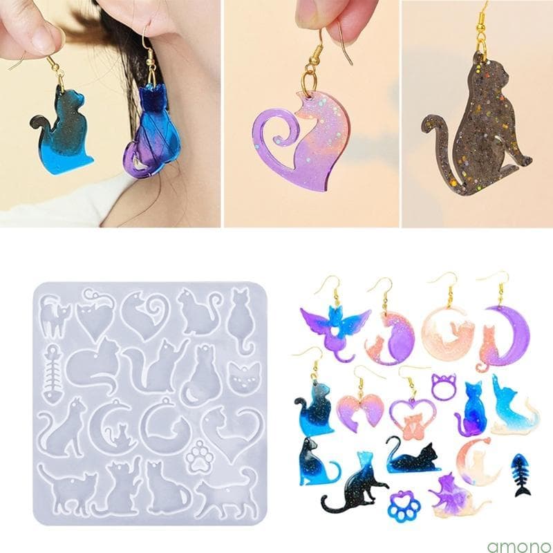 Amon Brinco Moldes Silicone Gatos Forma Chaveiros Para Entusiastas