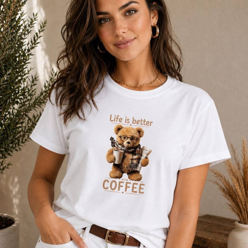 Blusa Feminina Camiseta Estampa Urso T-Shirt Estilosa 100% Algodão