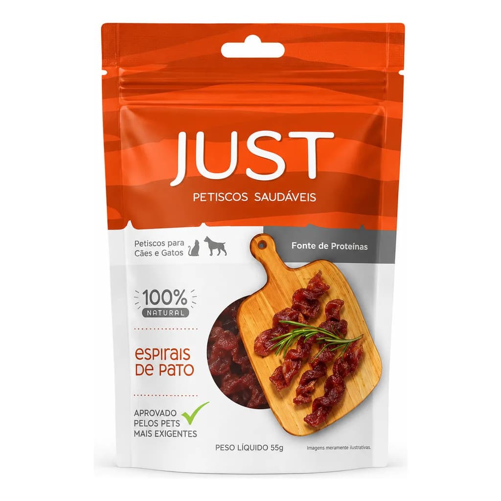 Petisco Natural Just Espirais De Pato cães e gatos 55g