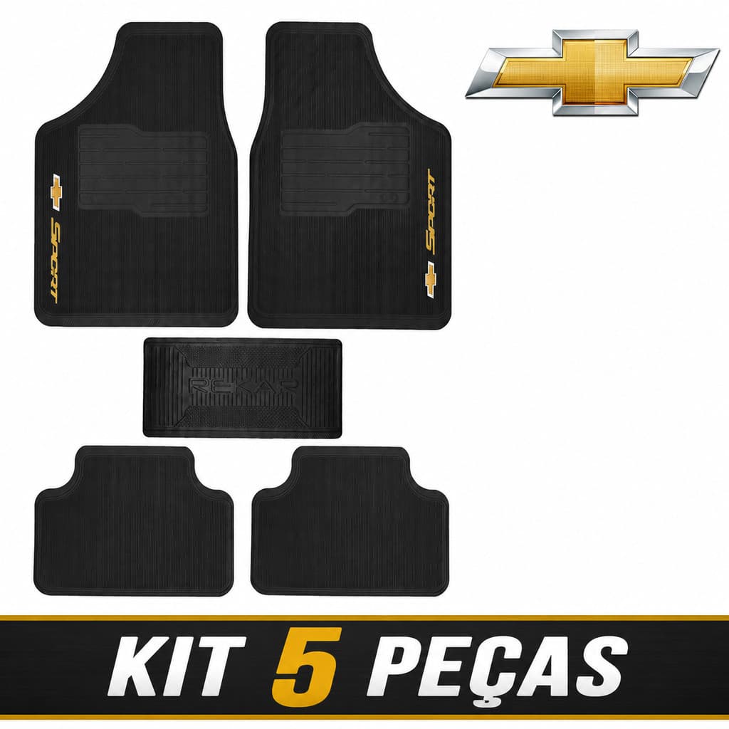 Tapete Borracha Chevrolet 5 peças Carro Automotivo Classic Corsa Prisma Onix Montana S10 Spin Cruze