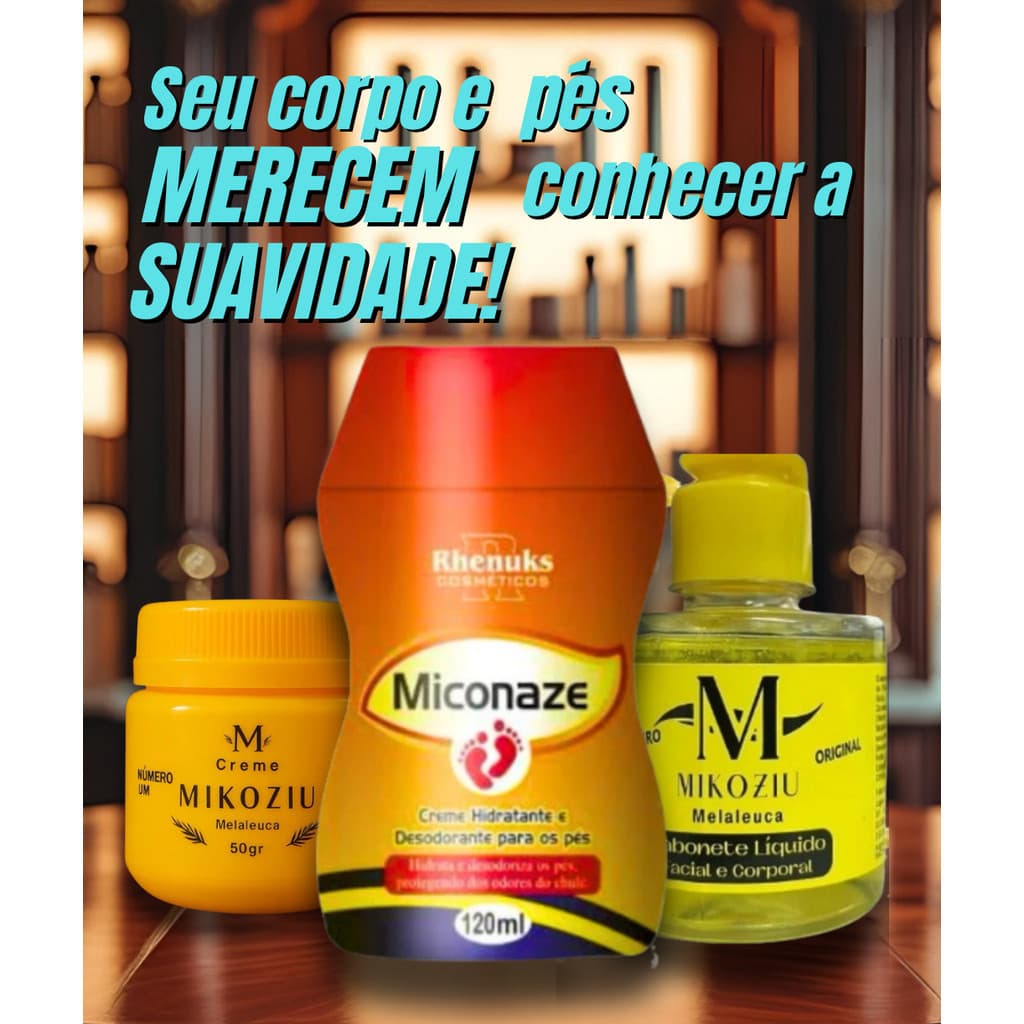 Kit Completo Creme Miconaze + Creme Mikoziu + Sabonete líquido Mikoziu