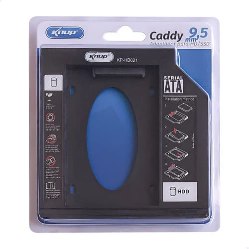 ADAPTADOR CADDY KNUP 9,5MM PARA HD/SSD SATA CASE KP-HD021