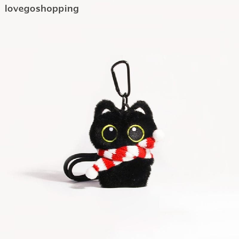 [lovego] Pingente de Gato Preto de Pelúcia Estilo Punk Criativo, Boneco Pequeno Fofo, Chaveiro Fashion, Acessório Exquis