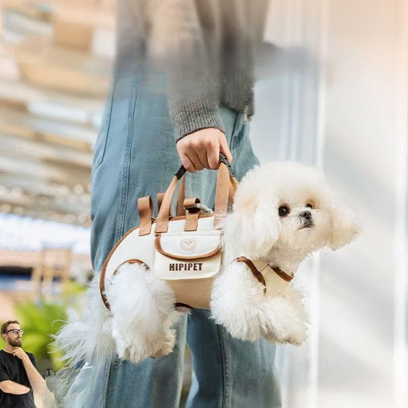 Mochila respirável com alça para cães HIPIPET - adequada para cães pequenos, alça para animais de estimação em tecido Ox
