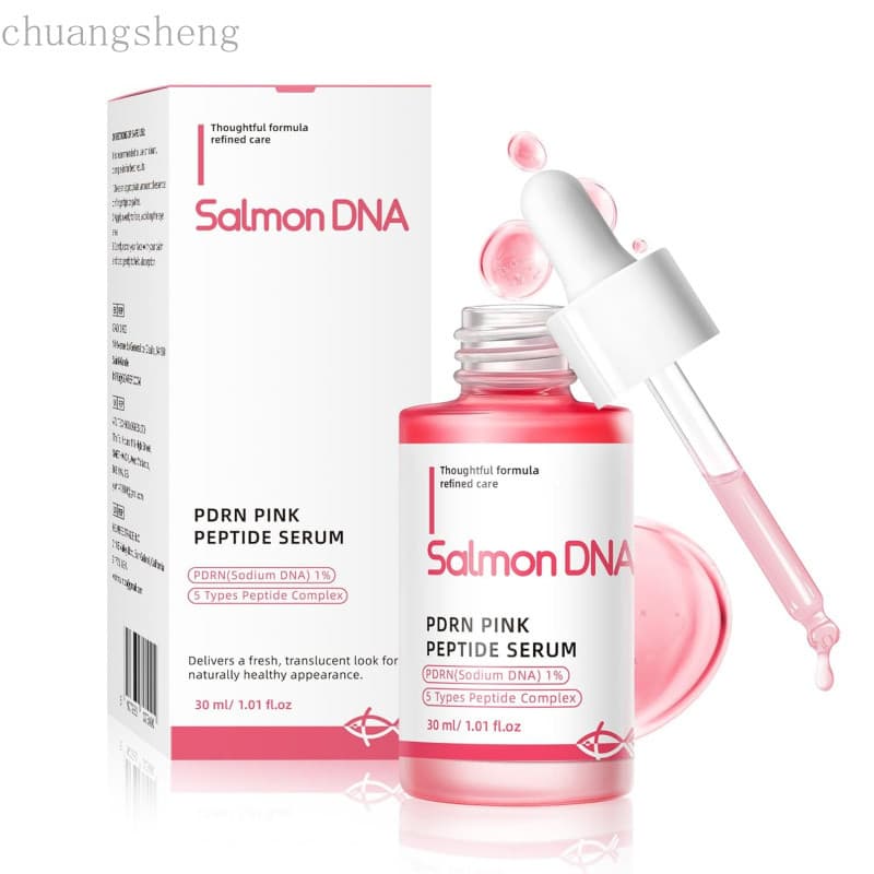 Sérum PDRN Pink Peptide com DNA de Salmão e Complexo de 5 Peptídeos, Sérum Facial para Hidratação, Umidade, Firmeza e Pe