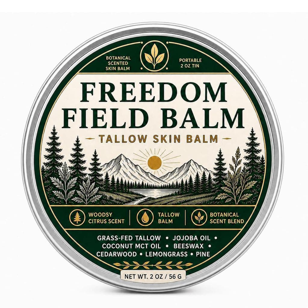 FreedomFieldBalm, Bálsamo de Sebo, Bálsamo Hidratante com Aroma Amadeirado e Cítrico com Sebo, Jojoba, MCT de Coco e Cer