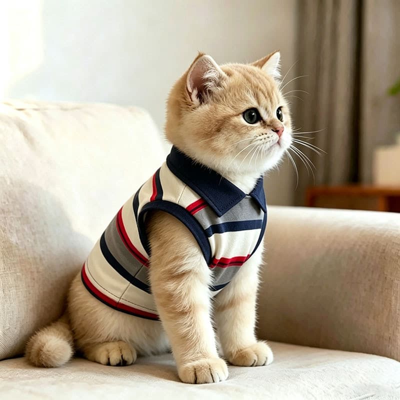 Pequeno pequeno primavera verão Di sentir respirável Design do cão de estimação estilo listrado roupas colar fino camada