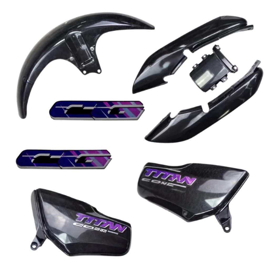 Kit Carenagem Cg Titan 125 Cinza Grafite 1995 1996 1997 + Adesivos Cinza Neve Sombria e Grafite Pintado Envernizado