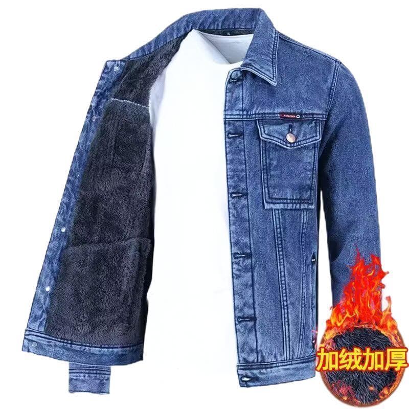 Jaqueta jeans masculina solta tamanho grande 2026 primavera outono lapela grossa roupas masculinas cinza jaqueta jeans f