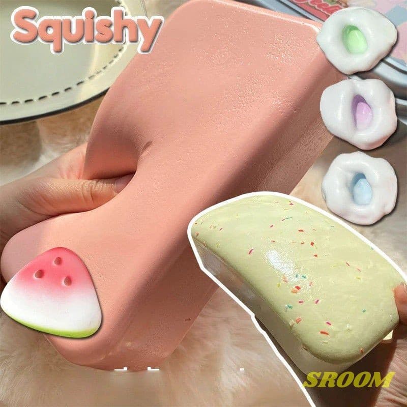 Bolo de brinquedo de apertar comida grande e esponjoso para alívio do estresse, brinquedo criativo de recuperação