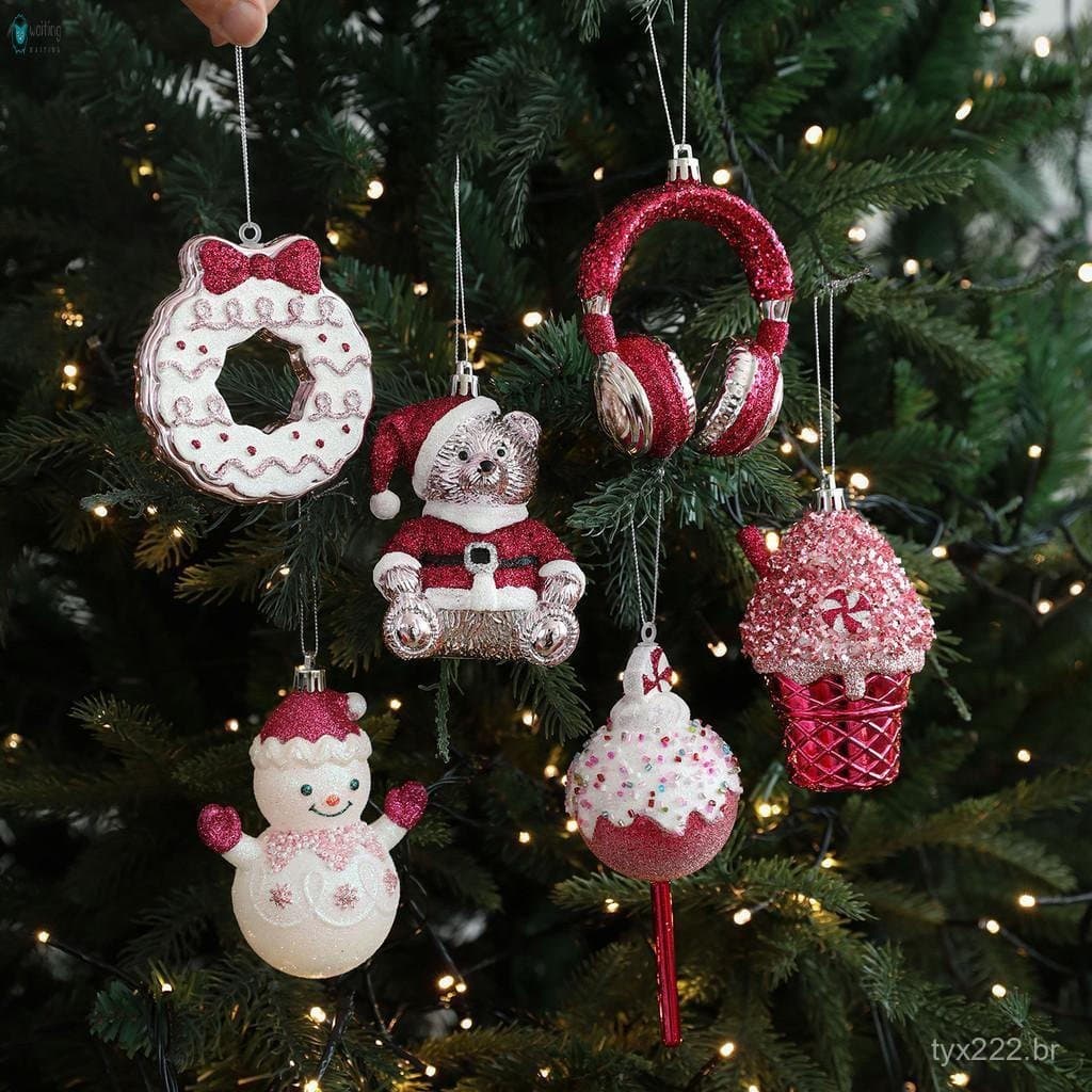 Pingente De Plástico Em Pó Pegajoso Vermelho-Decoração Colorida De Urso De Bolo De Natal De Desenho Animado Para Janela